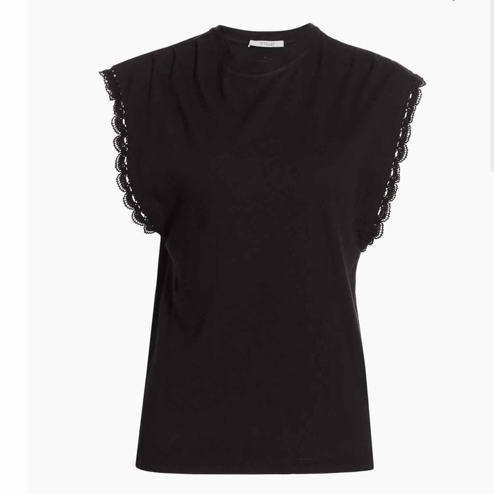 DEREK LAM 10 CROSBY Sayles Lace-Trimmed Muscle Tank Size Large Black